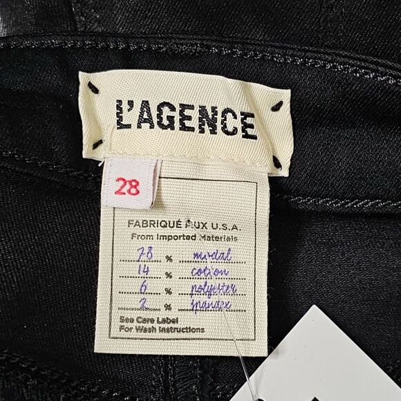 NWT L'AGENCE Margot Jean Black Coated 28 - Picture 3 of 6